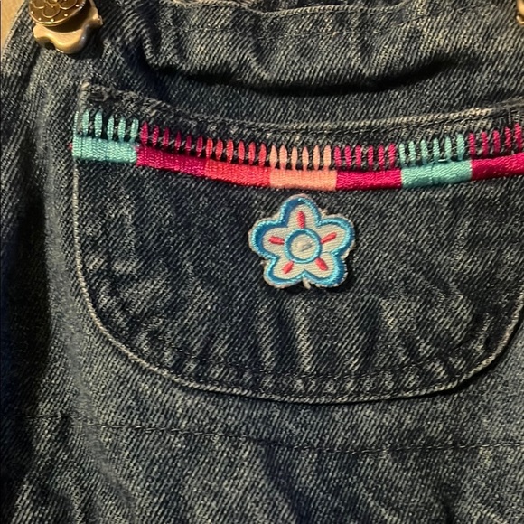 Kids Denim Overalls with Floral Embroidery - Picture 3 of 6
